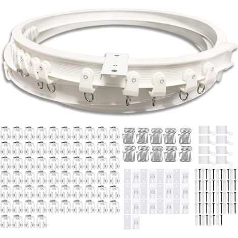 Rail de rideau de plafond flexible, rail de rideau incurvé avec rouleaux muets, support pliable pour séparateur de pièce de douche, baie vitrée, RV (8 mètres) (1/5)
