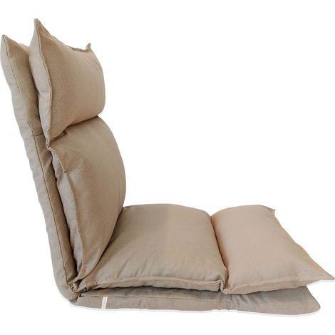 Rebecca Mobili Silla Acolchada Tumbona Meditación Beige Metal Poliéster 70x56x70 (1/5)