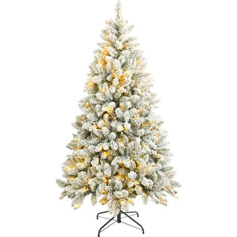 Rebecca Mobili Albero di Natale Innevato Abete Bianco 210 cm 1000 rami Folto con 400 Luci LED Incluse
