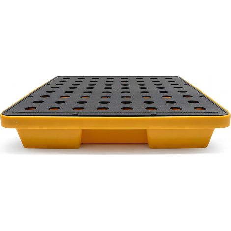Bac de rétention chimique avec grille amovible – en plastique étanche empilable facile à nettoyer pour huiles laboratoire atelier et industrie (33 33 5.8cm) (1/5)