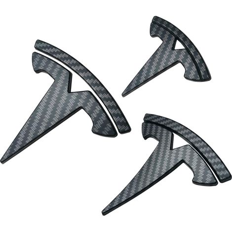 Lot de 3 autocollants logo volant Tesla Model 3 (mat carbone) (1/5)