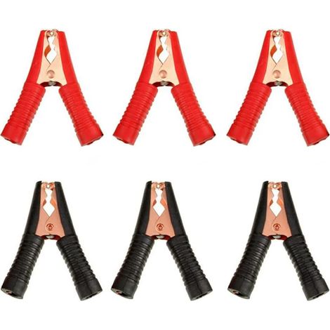 6 Pièces Pinces Crocodiles de Batterie de Voiture de 90mm de Long, Pinces de Batterie isolées 100A, Pinces de câble de Cavalier en cuivre pour Bateau de véhicule de Camion de Voiture (1/5)