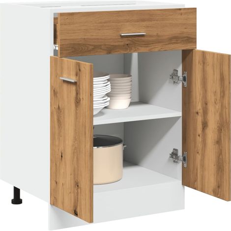 Mueble bajo con cajón "Lyon" roble artesanal, 60 x 46 x 81,5 cm, madera de ingeniería vidaXL