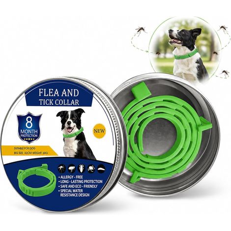 Collier Anti-Puces Chien, 8 Mois Protection Puces Tiques Moustiques, Réglable Imperméable Pour Petits Moyens Grands Chiens, Réglable 63.5 Cm (1/5)