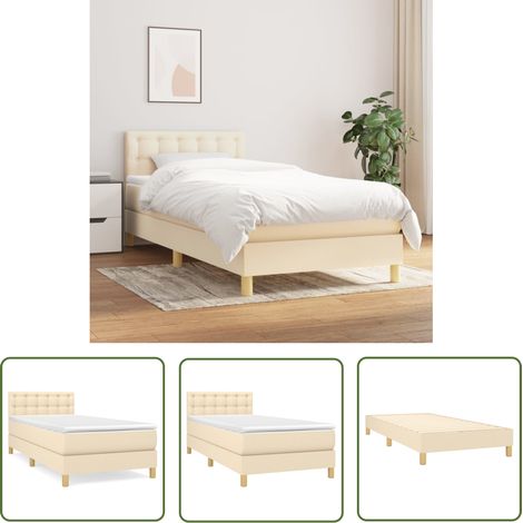 The Living Store Sommier à lattes de lit et matelas Crème 90x190 cm Tissu - Lit Plateforme - Lit Tapissier - Lit Double - Literie - Matelas À Ressorts Ensachés (1/5)