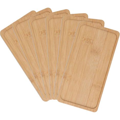 Ensemble de 6 plateaux en bambou, soucoupes rectangulaires, dessous de plat et plateau de service en bois (1/4)