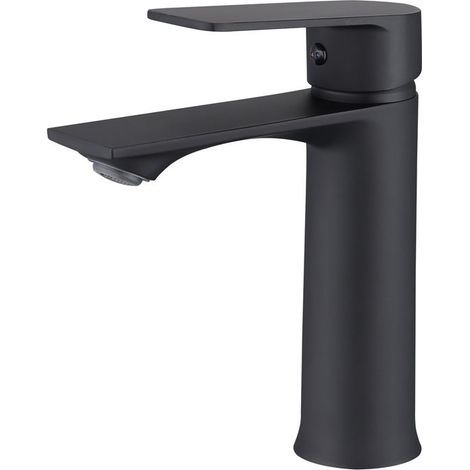1 Mitigeur Lavabo,Acier Inoxydable,Noir,Bec Cascade,Salle de Bain