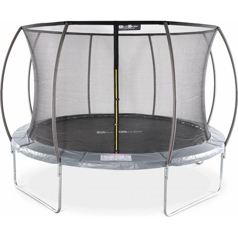Trampoline rond Ø 370cm gris avec filet de protection intérieur - Saturne Inner – Nouveau modèle - trampoline de jardin 3.7m 370 cm Design Qualité PRO. Normes EU. (1/5)