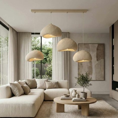Suspension îlot cuisine beige 4 abat-jour design NOXIS (1/5)