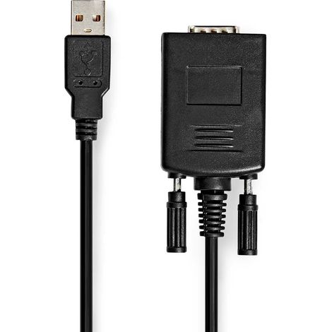 Convertidor RS232  USB-A macho  RS232  Niquelado  0,90 metros  Redondo  PVC  Negro  Caja (1/4)