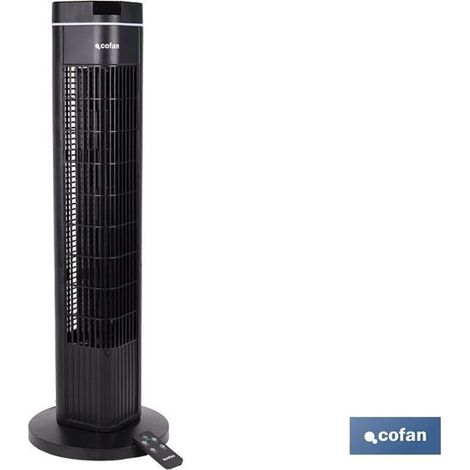 Ventilateur tour silencieux avec télécommande (50W 230V) IP20 Ø24,5x73cm coloris noir