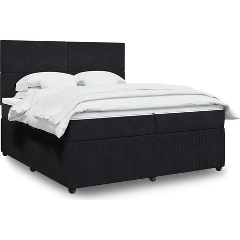 Boxspringbett mit Matratze Schwarz 200x200 cm Samt