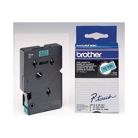Brother Schriftbandkassette TC701 12mmx7,7m laminiert sw auf gn (1/4)
