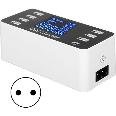 Station de Recharge Murale 8 Ports USB avec Écran LCD pour Smartphones et Tablettes, 100‑240V Prise EU (1/5)