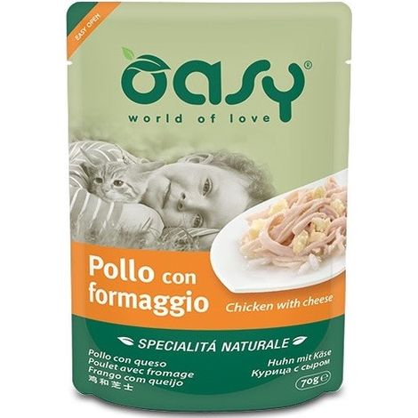 Oasy Cat Specialità Naturali Pollo con Formaggio - Oasy Cat Specialità Naturali Pollo con Formaggio - Lattina Da 70 Gr