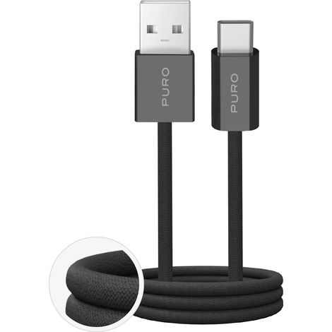 Cavo USB-A - USB-C intrecciato Fabrik 2.0 da 10 W, 1,5 m, nero