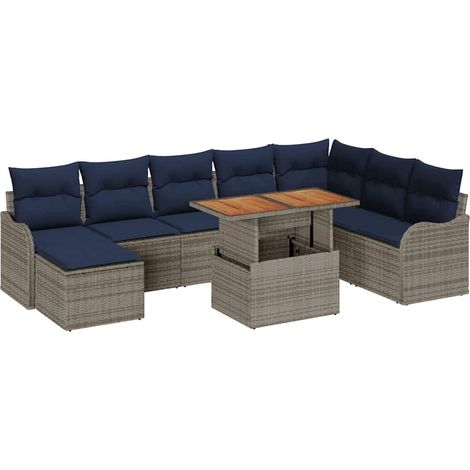 Garden Sofa Set 9 pcs Grey and navy blue vidaXL (1/5)