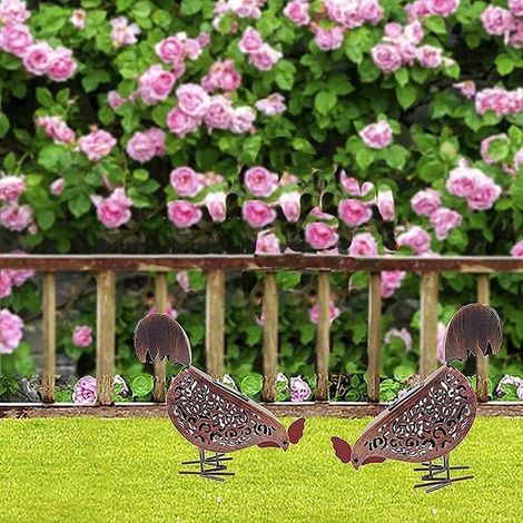 Poulets Solaires de Jardin Poules Solaires Lumière en Fer forgé Poulets Rétro Lampe à Led Creuser Lanterne Lumière Décor de Jardin Ornements D'art Coq Lampe à Modeler 2PCS (1/5)