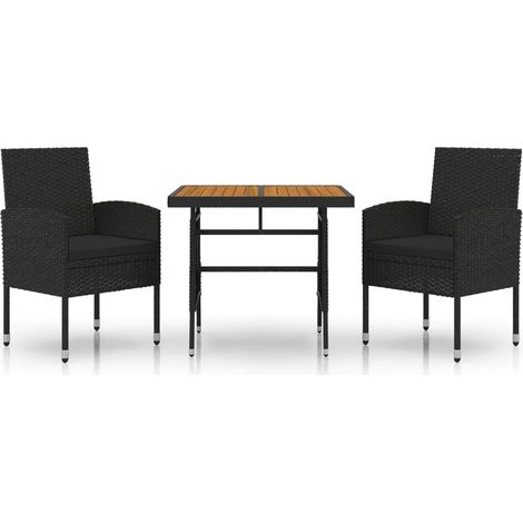 Maison Exclusive - Set da Pranzo per Giardino 3 pz in Polyrattan Nero (1/5)