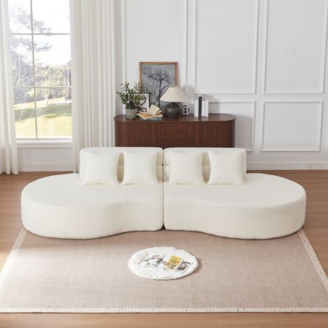 Sofá modular de espuma 310 cm, 2 piezas, sin estructura, beige, REDOM (1/5)