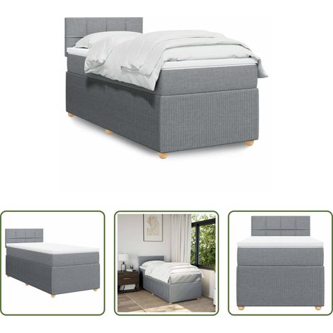 vidaXL Taschenfederkern -  Boxspringbett mit Matratze Hellgrau 90x190 cm Stoff (1/5)
