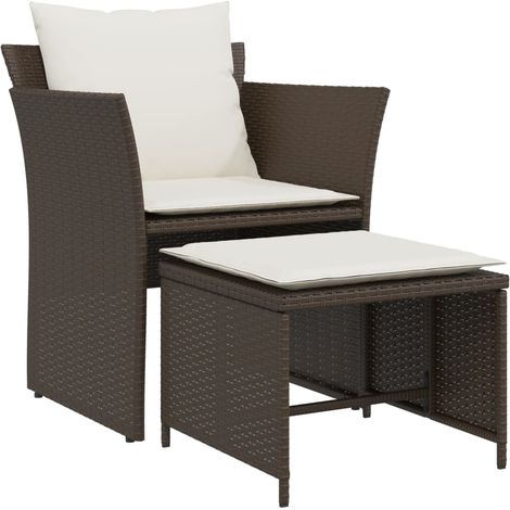 Maison Exclusive - Gartenstuhl mit Fußhocker Braun Poly Rattan