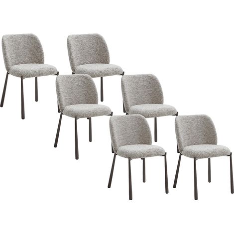 Lot de 6 chaises en tissu texturé et métal marron - Beige - JIZAK (1/5)