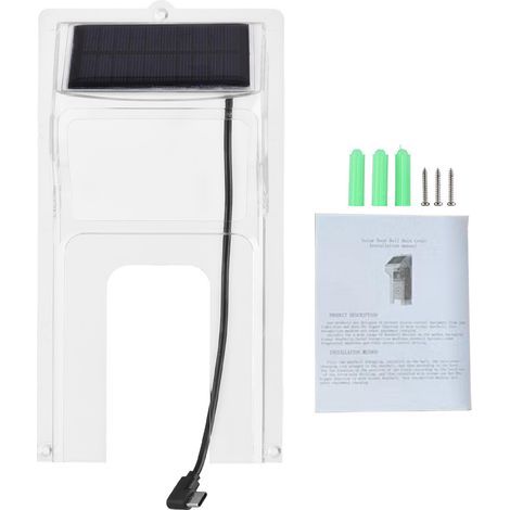 Regenschutz für Türklingel mit Solarpanel, transparente Kunststoff-Schutzhülle, wetterfest, einfache Montage für alle Türklingelmodelle (1/5)