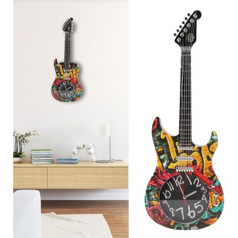 Wanduhr in Gitarrenform (die einer Gitarre nachempfunden ist) für Wohnzimmer, Schlafzimmer, Studentenwohnheim, Büro, Wecker, Modell 5680. (1/5)