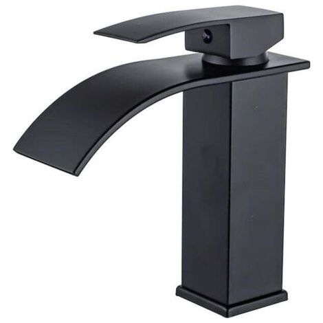 Green Mobility-Robinet de lavabo au design moderne et élégant, mitigeur en laiton, robinet cascade noir (1/4)