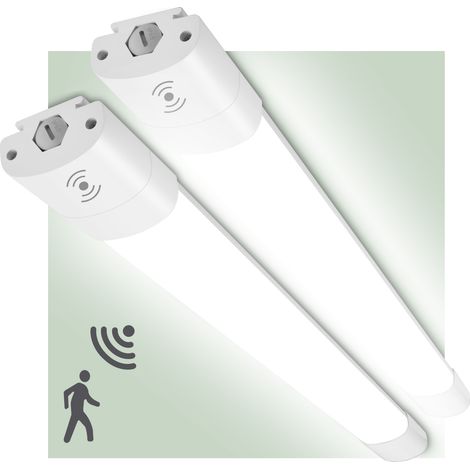 Oraymin Pack de 2 Plafonniers LED Étanches 90cm 30W – IP65 – 3300 Lm 4000K – Avec Détecteur de Mouvement Micro-ondes et Capteur de Lumière – Liaison en Série (1/5)