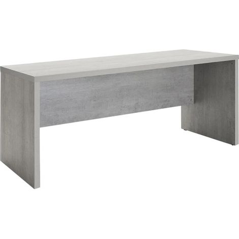 Bureau droit 180 cm en panneaux de particules décor béton texturé – Hauteur 74 cm – Profondeur 69 cm – Fabrication Italie – Meubletmoi (1/5)