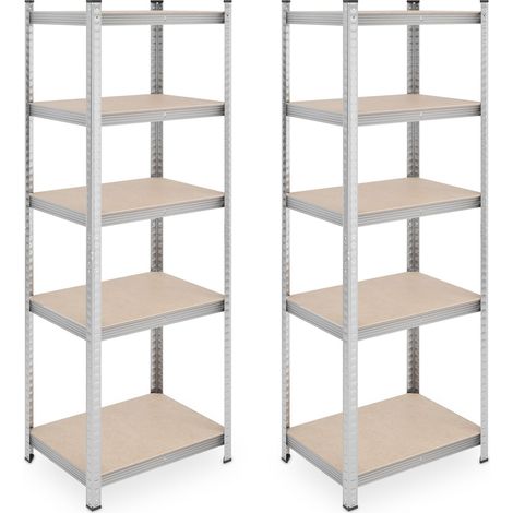 Set di 2 scaffali portaoggetti 90 x 40 x 180 cm 5 livelli regolabili in acciaio grigio 130014268