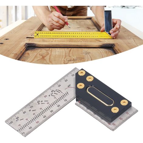 Règle de menuiserie de haute précision, équerre, règle carrée en alliage d'aluminium en forme de L, outil de menuiserie utilisé pour mesurer et marquer 100 mm. (1/5)