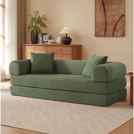 Klappsofa grün aus Schaumstoff mit Schlaffunktion und modularer Form (1/5)