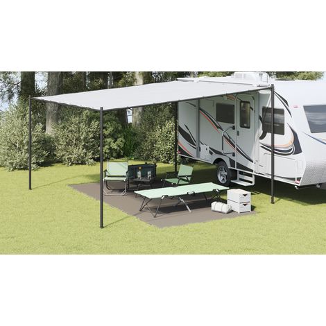 vidaXL Tapis de tente Gris clair 500 x 250 cm Polyéthylène
