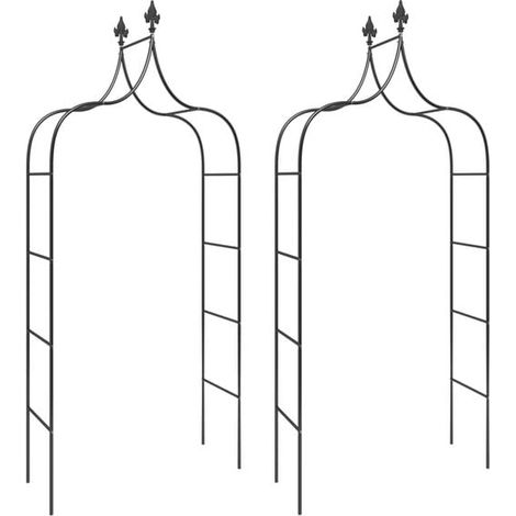 Arche de jardin, ensemble de 2 pièces, noir, 120x38x260 cm, acier.