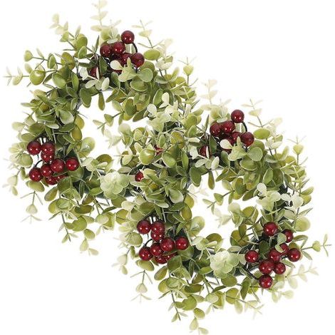 Set mit 2 Teelichtringen, Beerenblattmuster, Tischdekoration – 20,00 x 20,00 x 5,00 cm (1/3)