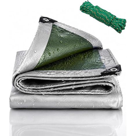 Bâche de protection imperméable en polyéthylène - 3 x 3 m - Avec œillets - Résistant aux UV et aux déchirures - Pour meubles de jardin, bois, piscine, trampoline, voiture (1/5)