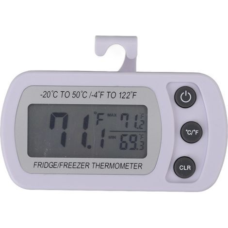 Termometro da frigorifero con funzione di memoria, cassa in ABS bianca, °C °F, piccolo termometro digitale compatto per congelatore con gancio (1/5)