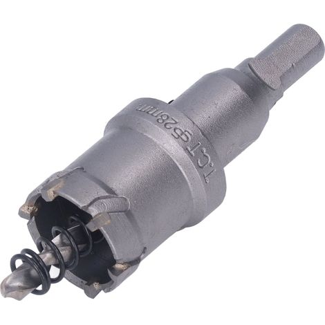 28-mm-Hartmetall-Lochsäge für dickes Metall, Bohrset mit Kernbohrer und Innensechskantschlüssel, Hochleistungs-Lochschneider (1/5)