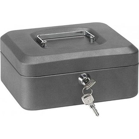 ARREGUI Elegant, Geldkassette aus Stahl, Geldbox, 15 cm breit, Abschließbare Kasse mit Geldeinsatz, Kleine Geldkassette mit Schlüssel und Münzeinsatz / Geldeinsatz, Geldkasse Grau C9216