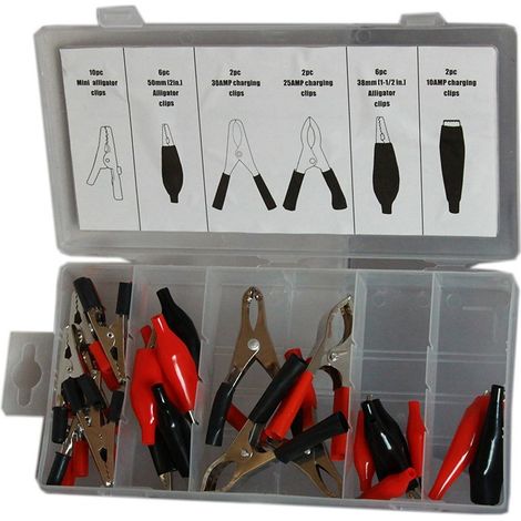 Kit 28 Morsetti A Coccodrillo Pinze Con Cappuccio In Plastica Morsetti Batteria (1/2)