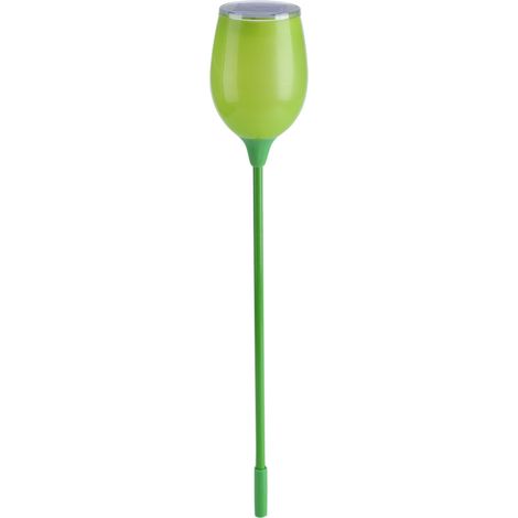 Lot de 4 lampes solaires LED en forme de tulipe, vertes, pour allée, jardin, clôture et décoration extérieure. (1/2)