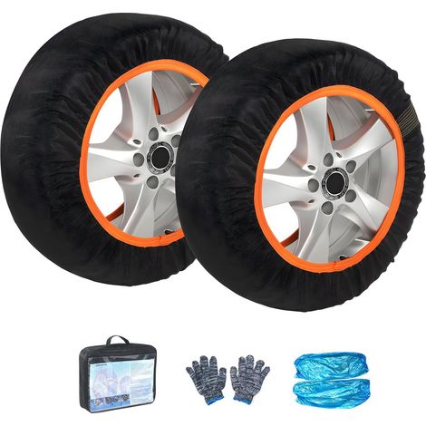 Lot de 2 paires de chaussettes à neige universelles antidérapantes pour pneus de voiture, SUV et camions (1/5)