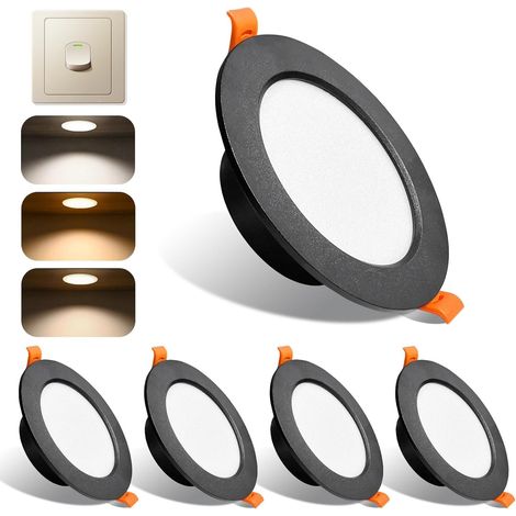 LED 7W Encastré Spot Salle de Bain IP44, Lot de 5 Downlight 3000K 600LM puces de haute qualité Aluminium Moulé Sous Pression, Découpe 88mm (1/5)