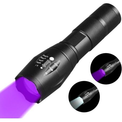 Lampe de poche à lampe UV 365 nm Lampe de poche à lumière noire Lampe UV Scorpion Détection de minéraux de diamant (1/5)