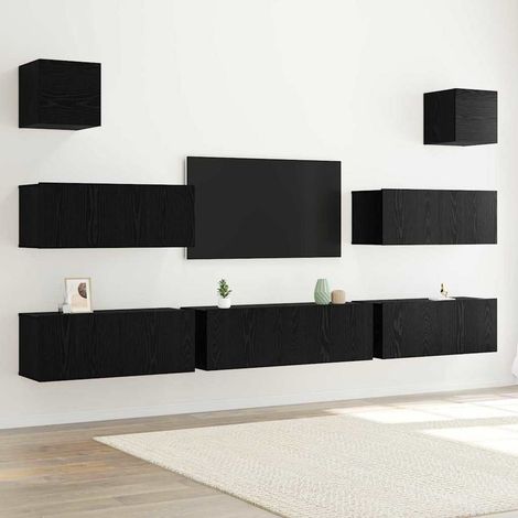 Set mobile TV 7 pcs Rovere Nero 100 x 30 x 30 cm vidaXL (1/4)