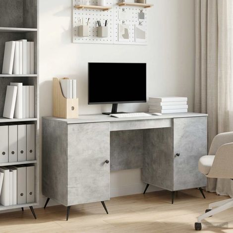 vidaXL Scrivania con lo scaffale Grigio Cemento 142,5 x 50 x 75 cm (1/5)