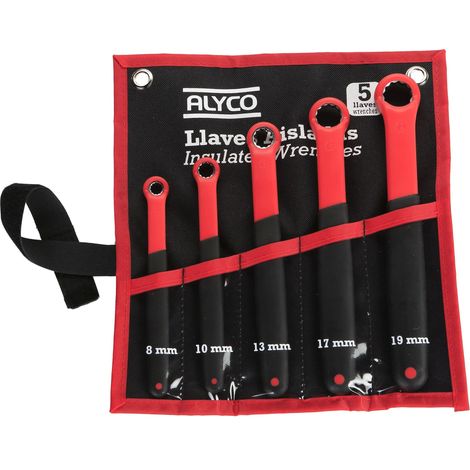Juego de 5 llaves acodadas aisladas VDE 8-19 mm en bolsa de nylon ALYCO